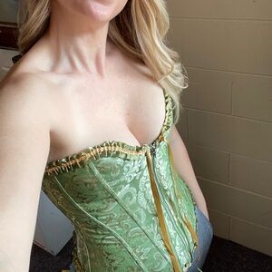 Green and Gold Brocade Corset